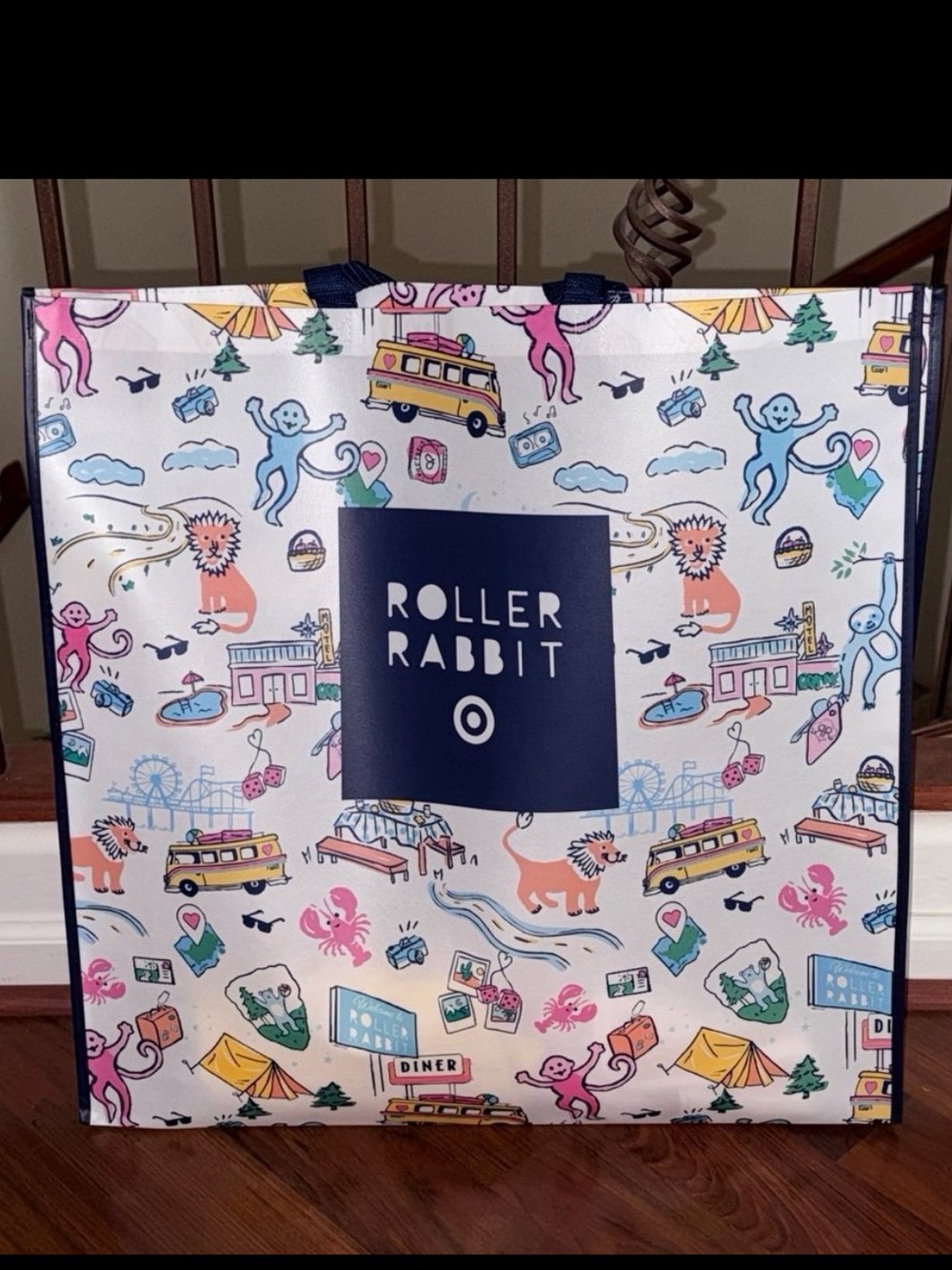 Brand New Roller Rabbit x Target Large Coated Shopper Bag Blue White Pink